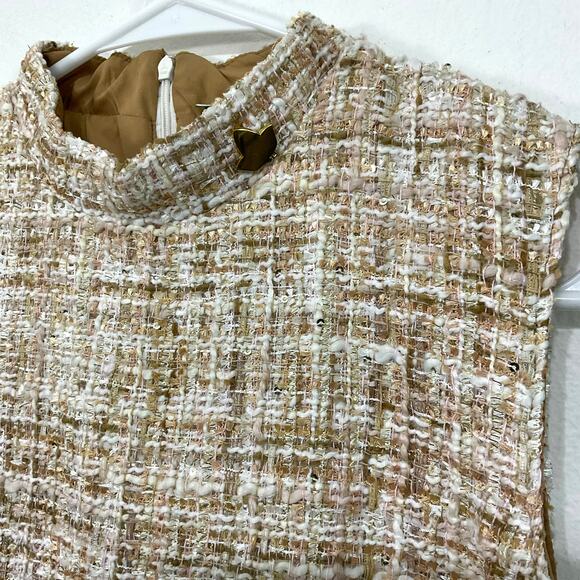 AKA Ivy Storehouse Tweed Sleeveless Shift Dress Pockets Sparkly High Neck Small - Picture 6 of 9